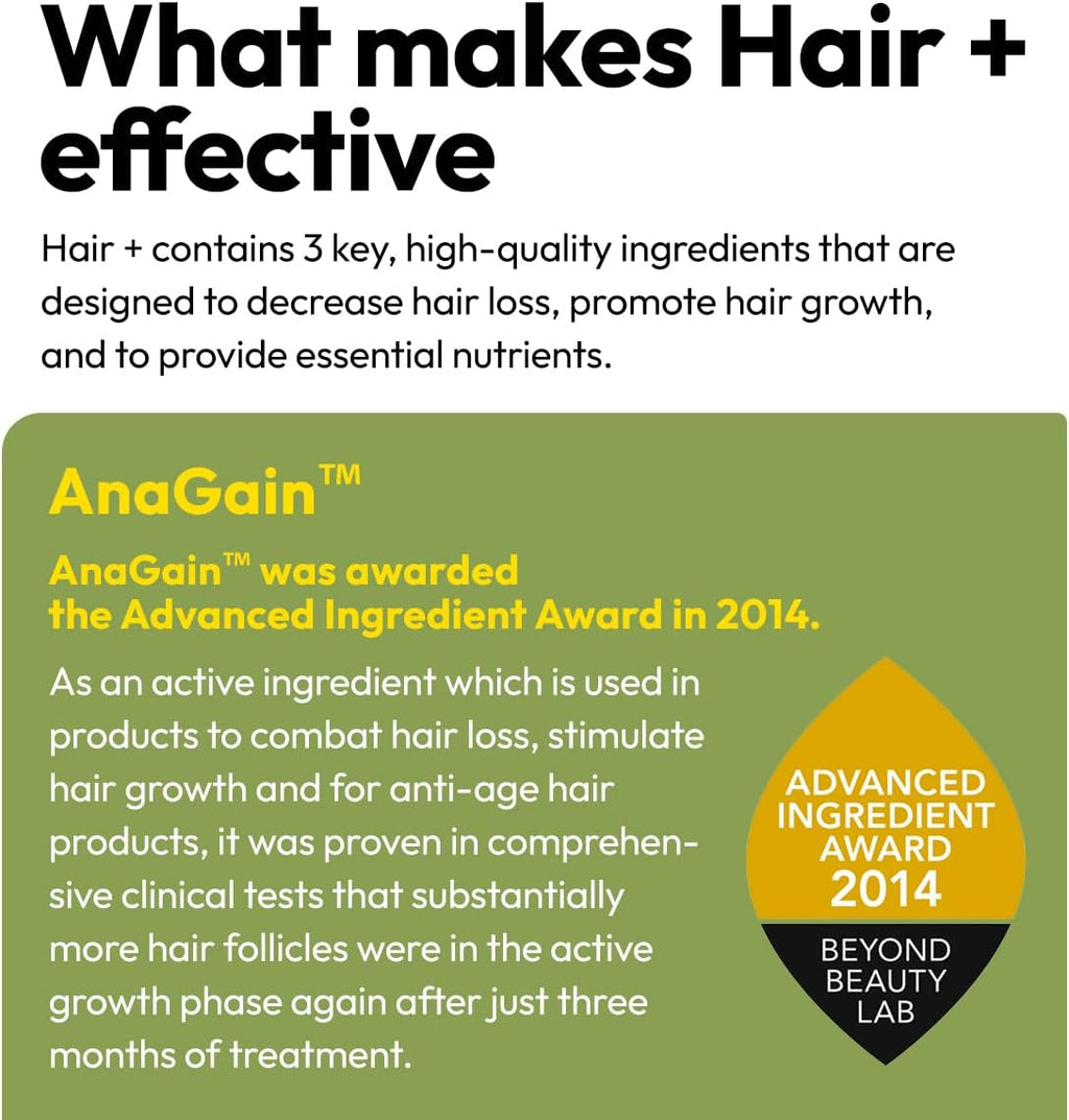BIGVITA Suplemento para el Crecimiento del Cabello – AnaGain Nu, Biotina, Extracto de Sésamo Negro – 60 Cápsulas (1 Mes)