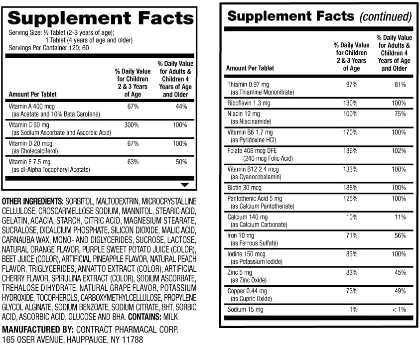 Earth's Splendor Multivitamínico Masticable para Niños, Apoya el Crecimiento Saludable, 60 Comprimidos