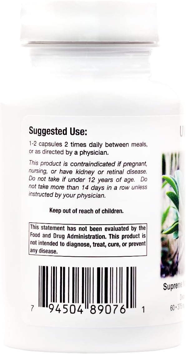 Supreme Nutrition Uva Ursi, 60 Cápsulas Vegetales de Gayuba Pura