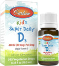 Carlson Kid's Super Daily D3 - Gotas de Vitamina D3 para Niños, 400 UI, 365 Gotas