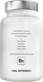 Amen Biotin Collagen Vitamins+ Biotina 10.000 mcg con Colágeno Marino, 90 Cápsulas