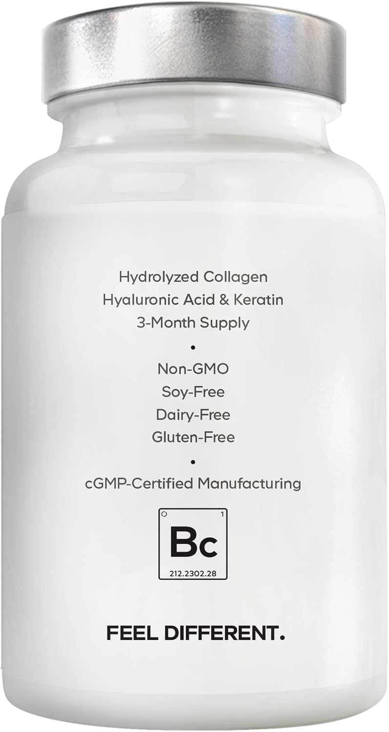 Amen Biotin Collagen Vitamins+ Biotina 10.000 mcg con Colágeno Marino, 90 Cápsulas