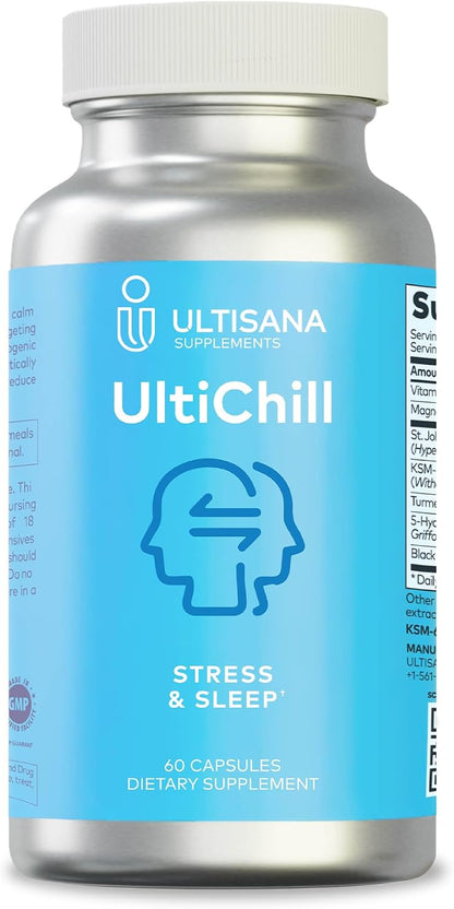 UltiChill Stress Relief Supplement – 60 – Magnesio glicinato: El magnesio contribuye al funcionamiento normal del – Image 1