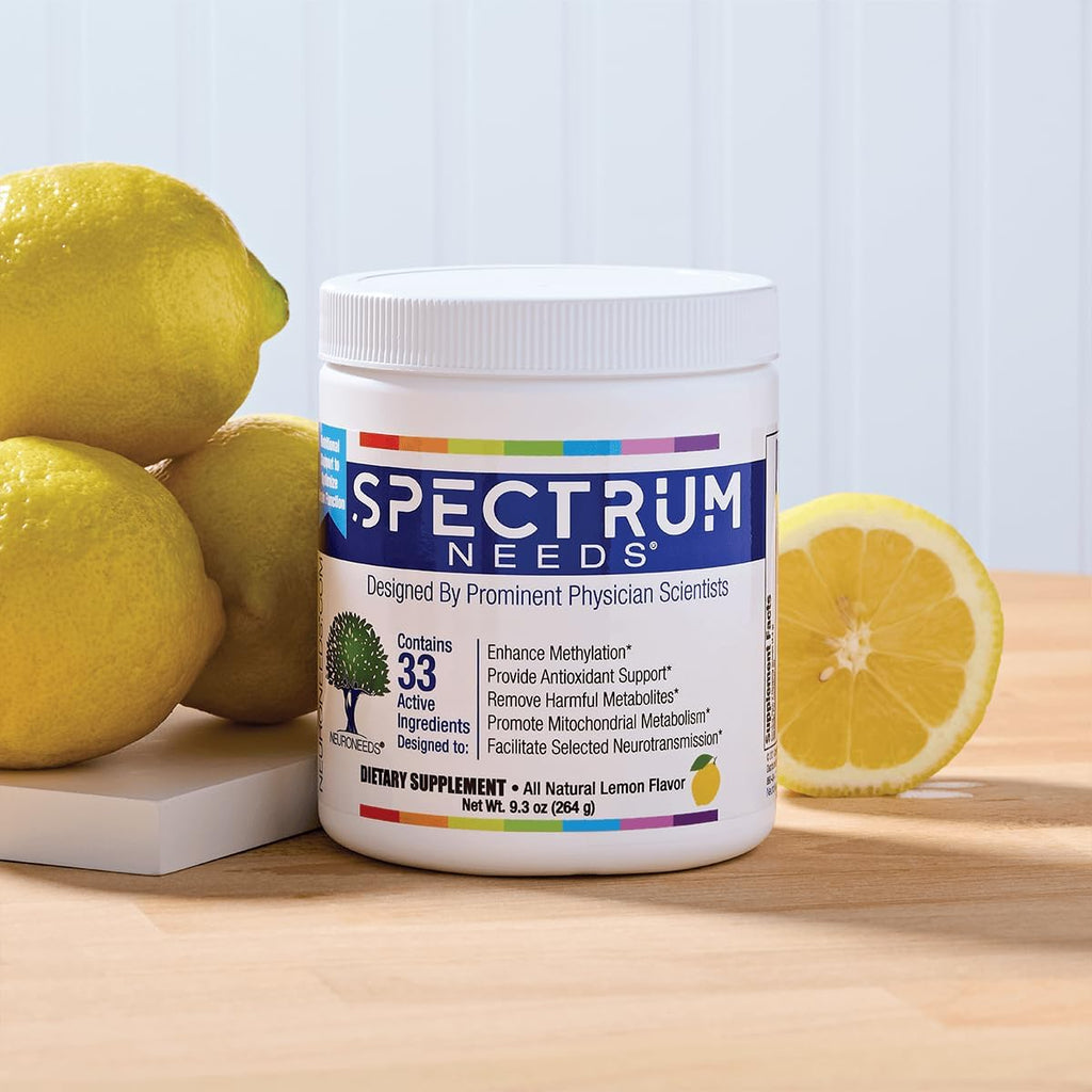 SpectrumNeeds® de NeuroNeeds – Complejo Nutricional Integral con 33 Ingredientes Activos, Sabor Limón