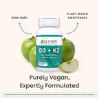 EZ Melts Vitamina D3 + K2 5000 UI, 90 Comprimidos Disolubles Veganos Sabor Manzana Verde