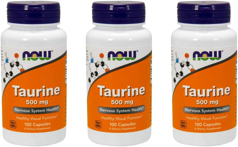 NOW Taurina 500 mg, 100 Cápsulas (Pack de 3)