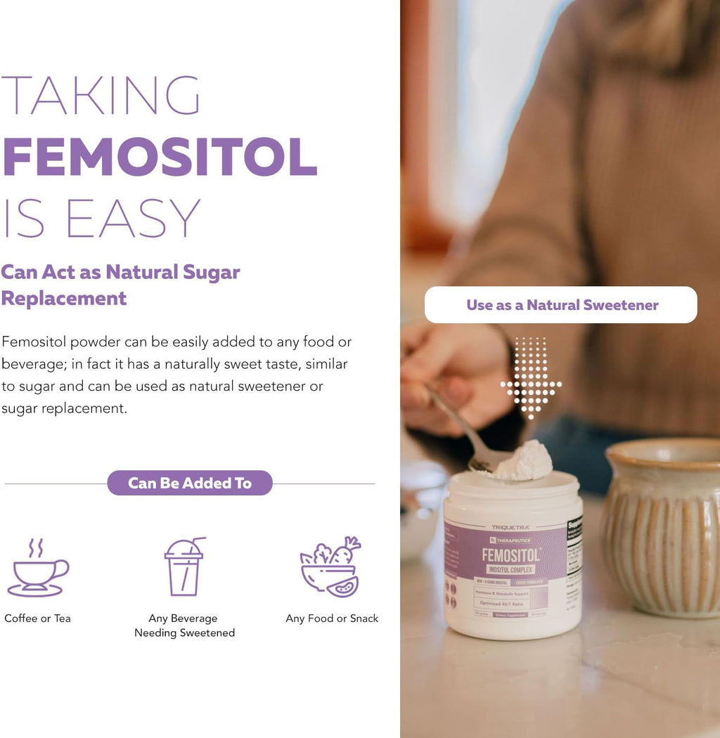 FemoSitol Inositol en Polvo - Complejo de Myo-Inositol y D-Chiro Inositol 40:1 (123 g)