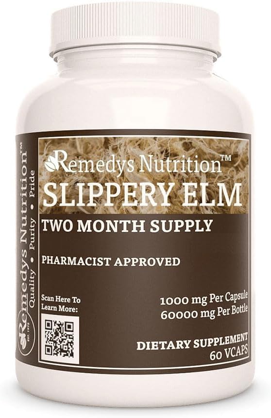 Slippery Elm Bark | 1,000 mg, 60 Cápsulas Veganas - Remedy's Nutrition