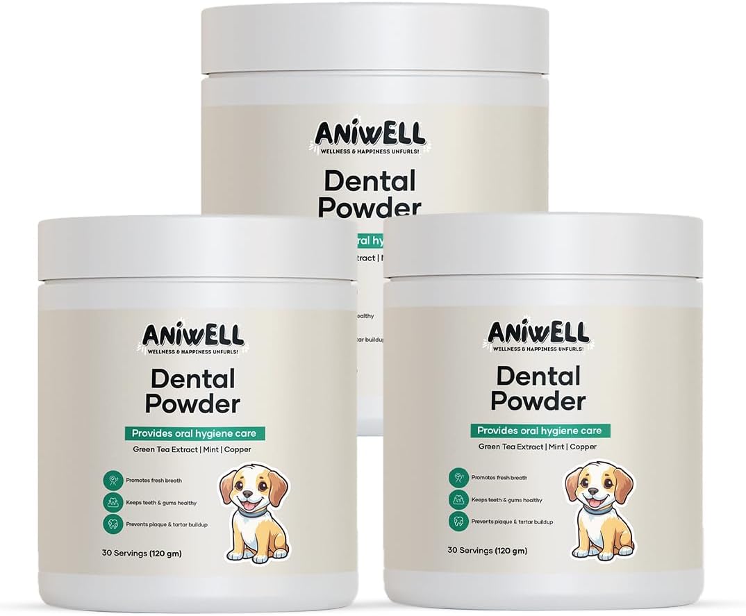 Aniwell Polvo Dental para Perros - Extractos Herbales y Algas - Pack de 3