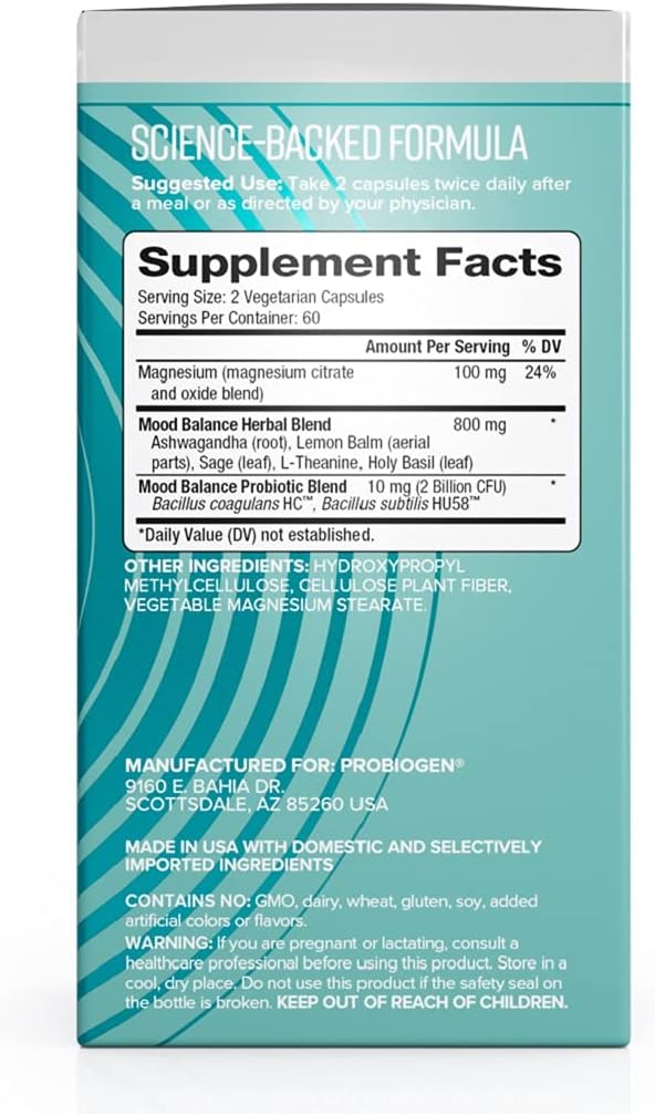 Probiogen Stress & Mood Balance Probiotic with Ashwagandha, 120 capsules