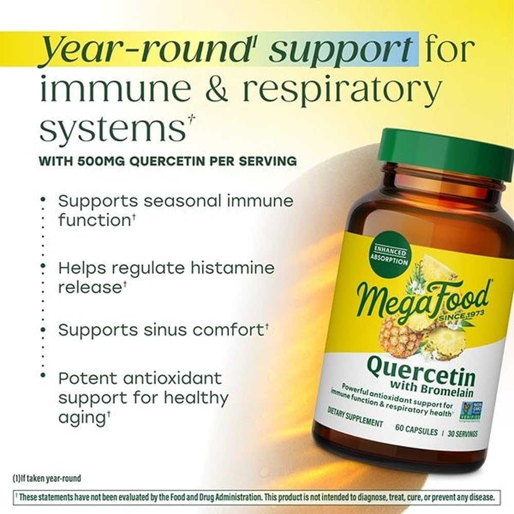 MegaFood Quercetina con Bromelina 500 mg - 60 Cápsulas (30 dosis)