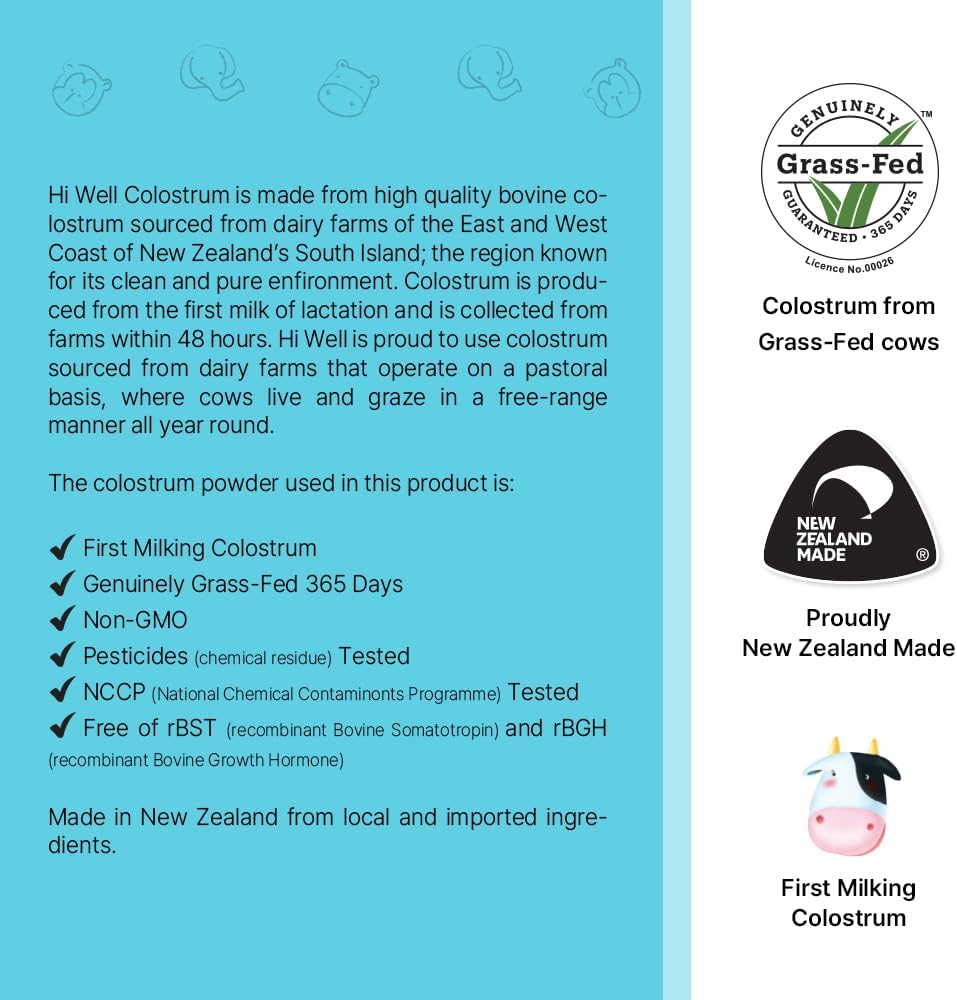 Hi Well Colostro Premium 1500 mg - 120 Comprimidos Masticables (3 Envases)