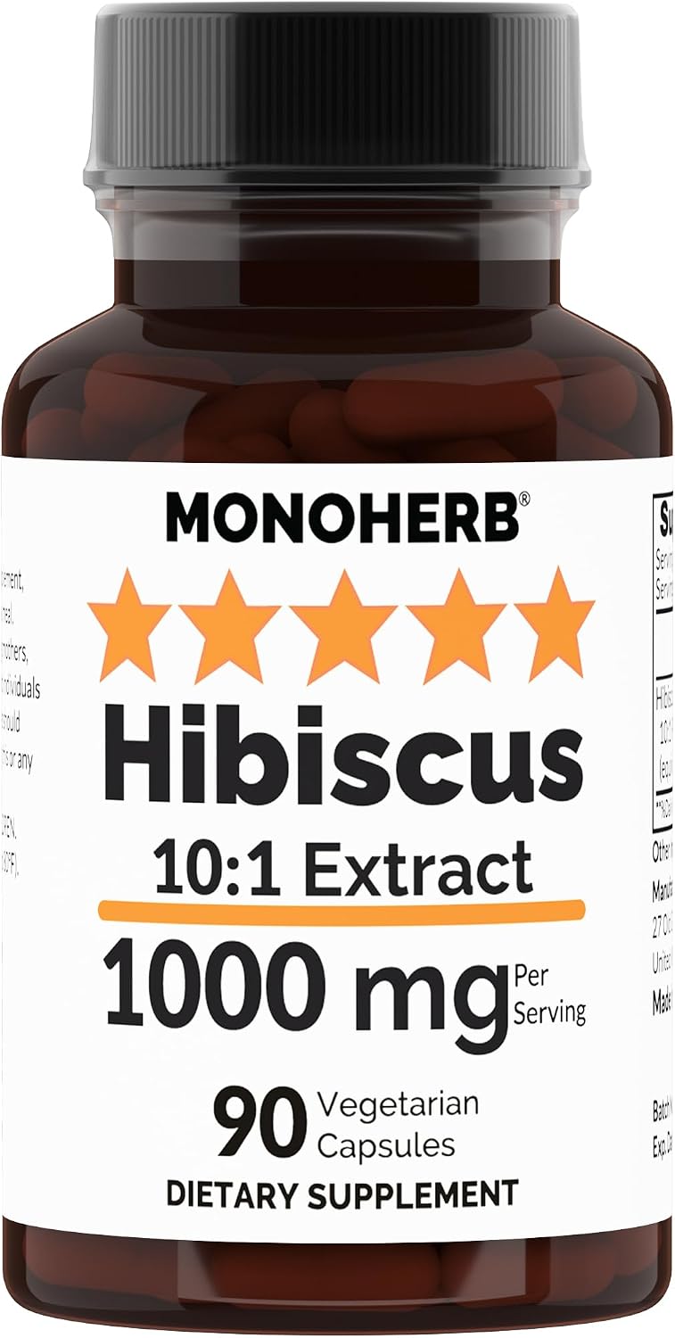 MONOHERB Hibiscus 10:1 Extract 1000 mg por Dosis - 90 Cápsulas Vegetales
