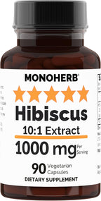 MONOHERB Hibiscus 10:1 Extract 1000 mg por Dosis - 90 Cápsulas Vegetales