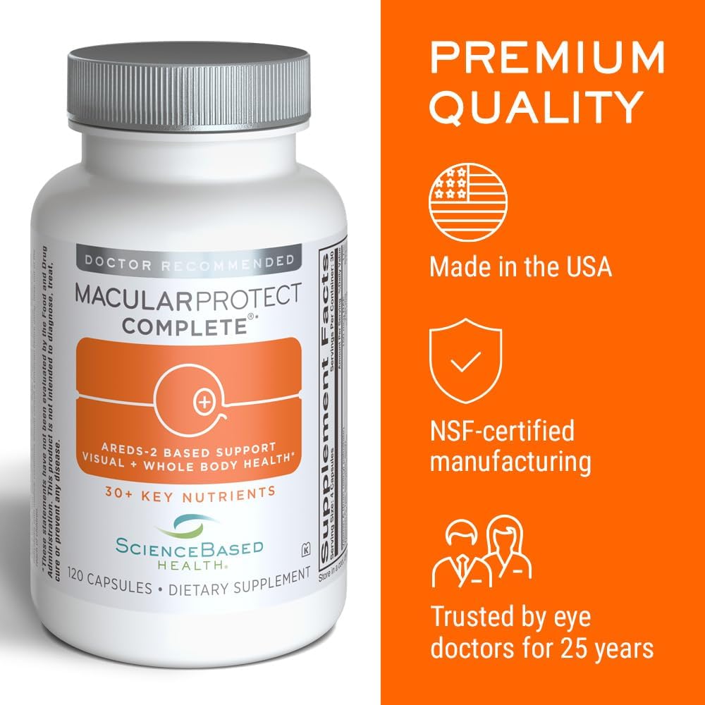 ScienceBased Health MacularProtect Complete – Suplemento Ocular AREDS 2 y Multivitamínico Diario, 120 Cápsulas