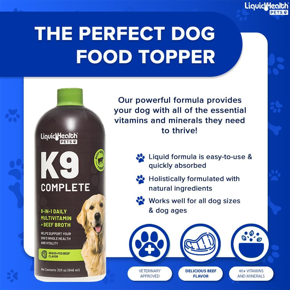 LIQUIDHEALTH K9 Complete Multivitamínico Líquido 8 en 1 para Perros - 946 ml