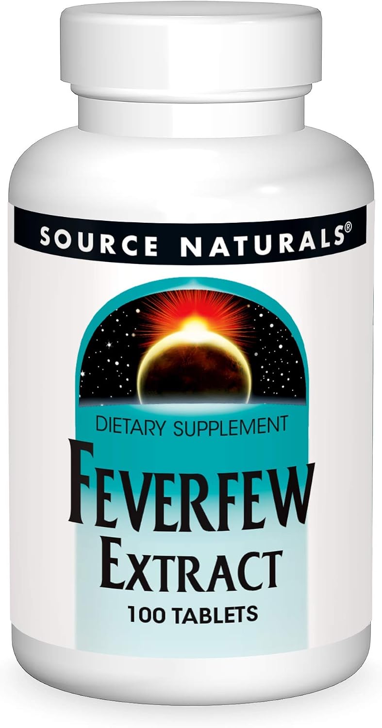 Source Naturals Feverfew Extract - Dietary Supplement with Magnesium, Calcium and Vitamin C - 100 Tablets