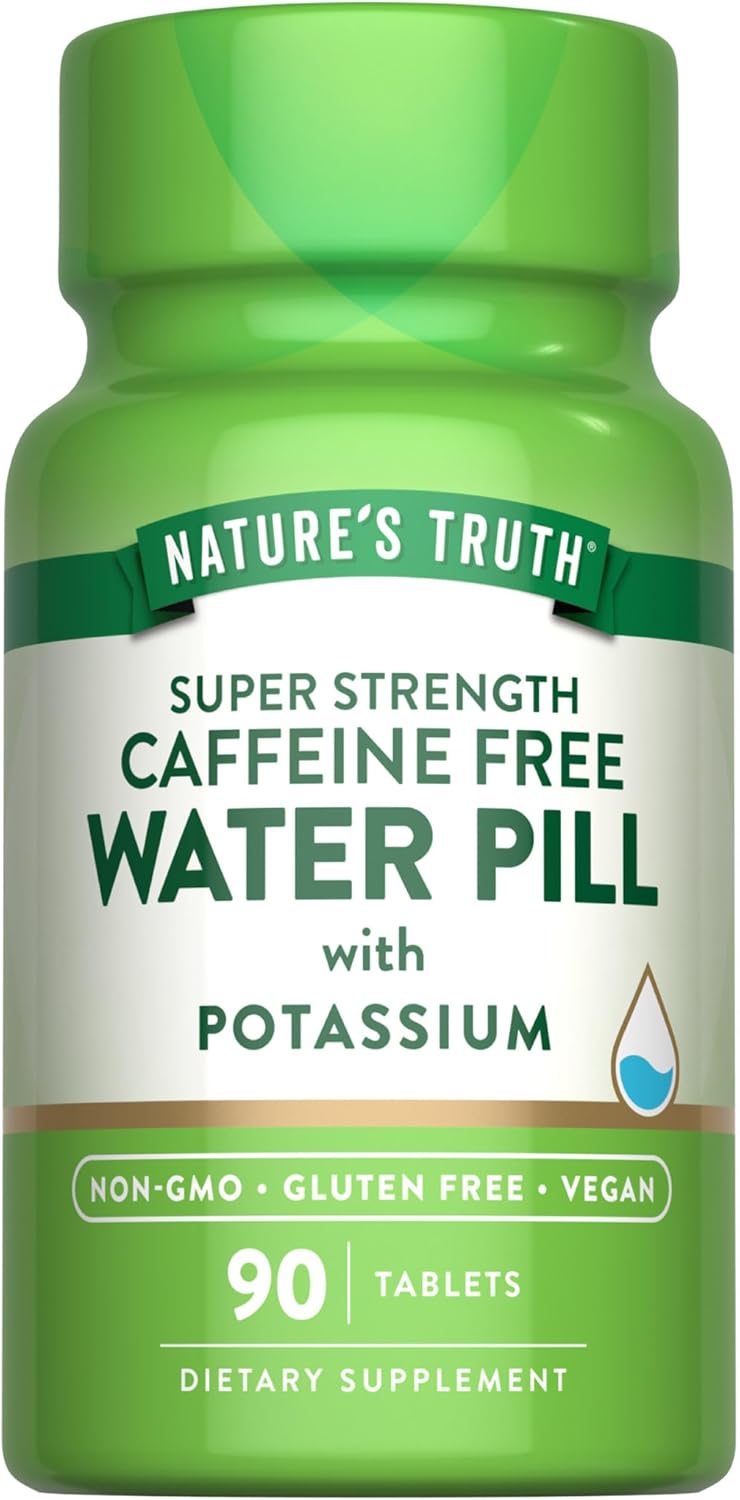 Nature's Truth Super Strength Water Pill con Potasio (90 comprimidos) - Vegano, Sin Gluten