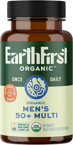 EarthFirst Organic Multivitamínico Diario para Hombres 50+ - 19 Vitaminas de Hierbas y Superalimentos, Apoya la Salud Prostática, Energía y Huesos Fuertes - 60 Comprimidos