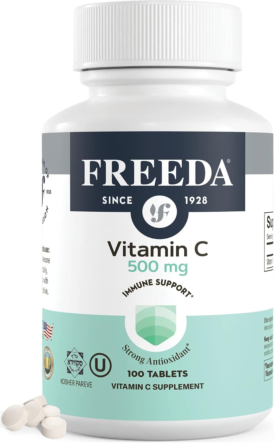 FREEDA Vitamina C 500 mg - Comprimidos Veganos de Ácido Ascórbico - 100 Unidades