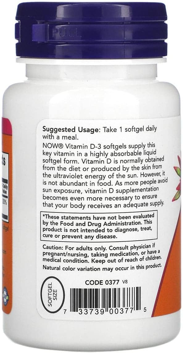 NOW Foods Vitamina D-3 2000 UI 240 Cápsulas Blandas