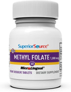 Superior Source Methylfolate 1,000 mcg - Folate Supplement for Women and Men - Active Methylfolate for Nervous System and Red Blood Cells - 60 Quick Dissolve Sublingual Tablets