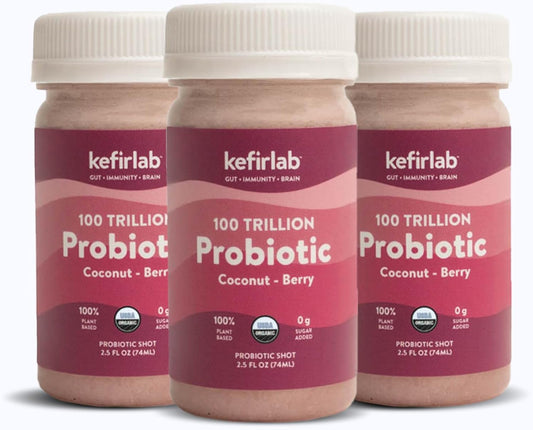 KefirLab Probióticos 100 Billones de UFC - 36 Cepas - Vegano y Orgánico - Sabor Baya (16 unidades)