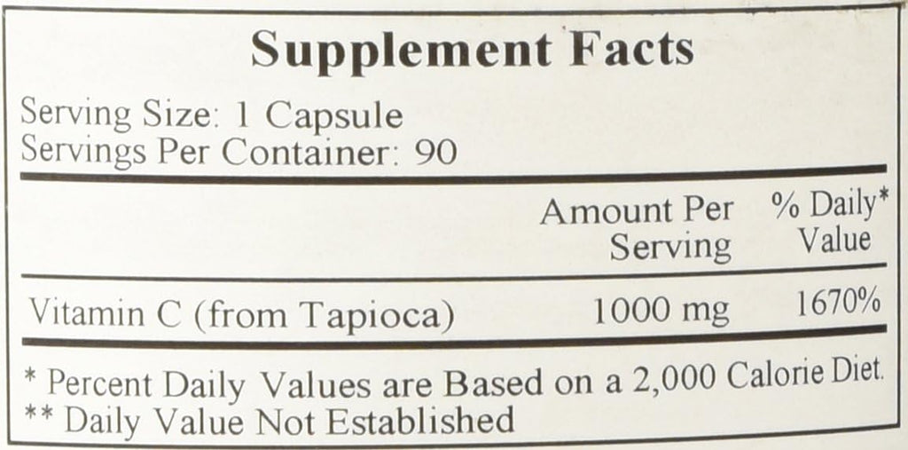 Ecological Formulas - Vitamina C-1000 de Tapioca, 90 cápsulas