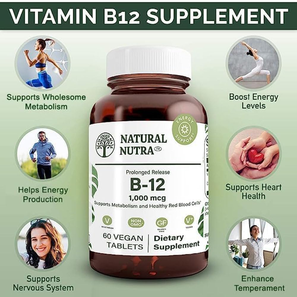 Natural Nutra Vitamina B12 1000 mcg - 60 Comprimidos Veganos