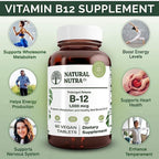 Natural Nutra Vitamina B12 1000 mcg - 60 Comprimidos Veganos