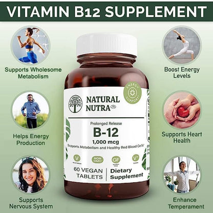 Natural Nutra Vitamina B12 1000 mcg - 60 Comprimidos Veganos – Image 3