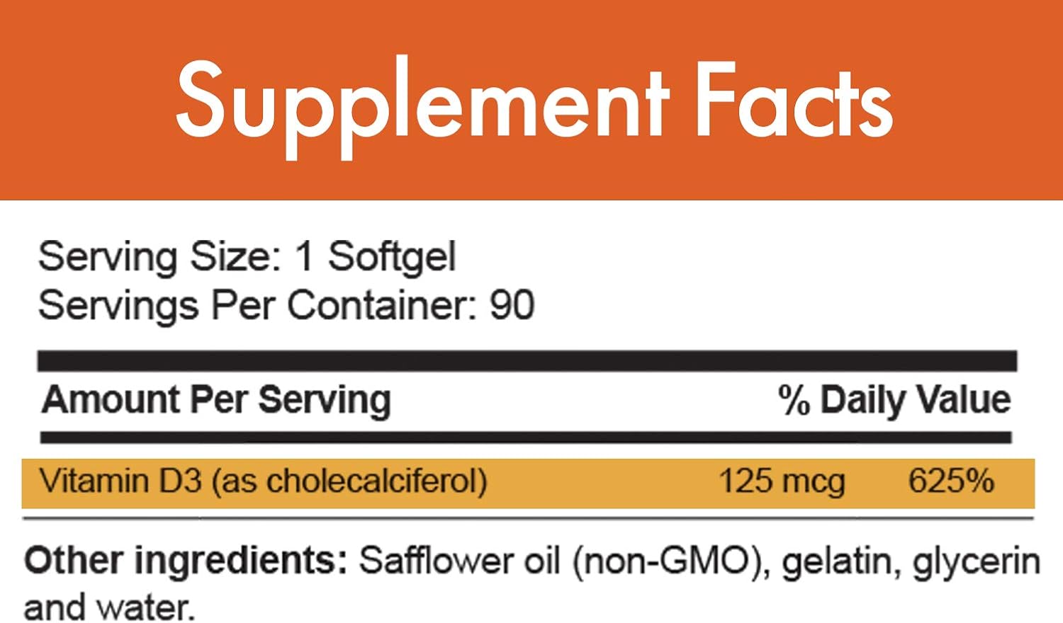 D-Pure Formula Vitamina D3 5000 IU - 90 Cápsulas Blandas