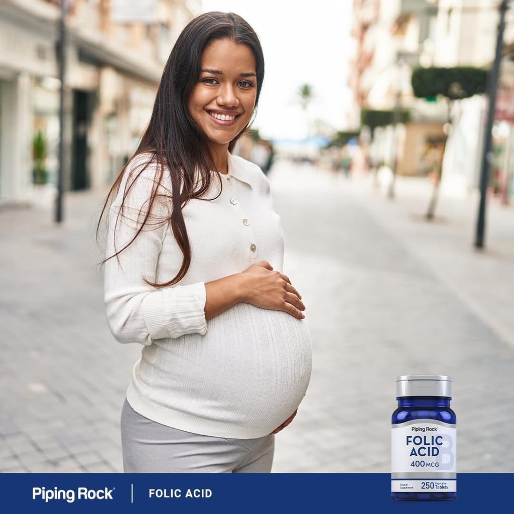 Piping Rock Ácido Fólico 400 mcg, 250 Comprimidos Vegetarianos