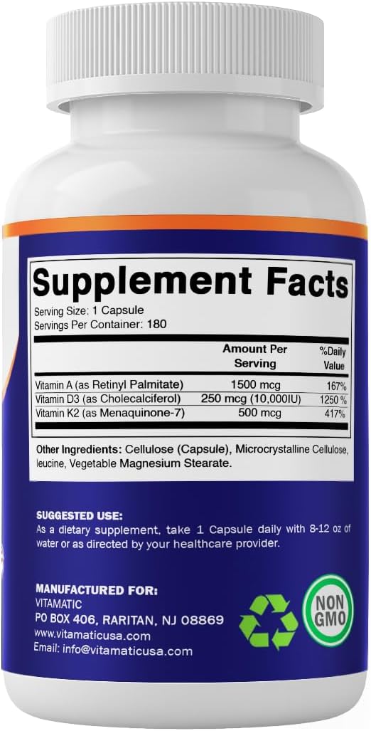 Vitamatic ADK Vitamin Supplement, 180 Cápsulas Veganas