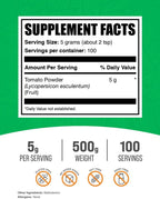Tomate en Polvo de BulkSupplements.com - Polvo de Tomate Molido para Cocinar, Vegano y Sin Gluten, 5g por Ración, 500g (1.1 lbs) (Pack de 1)