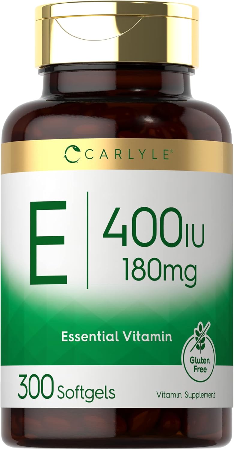 Carlyle Vitamina E 400 UI Cápsulas Blandas (180mg) | 300 Cápsulas | Suplemento No Transgénico y Sin Gluten