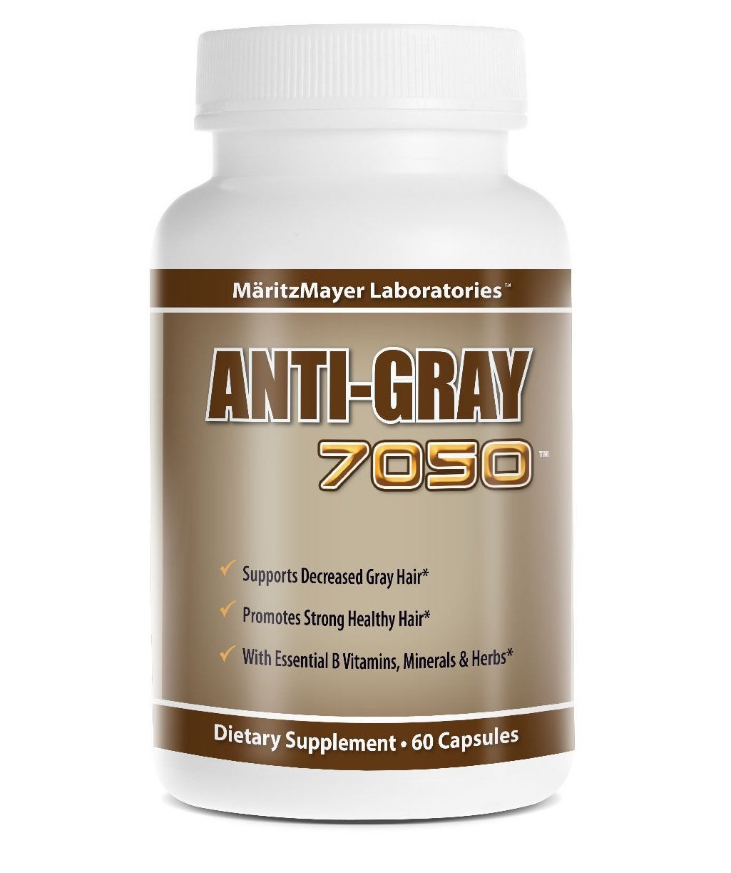 Anti-gray 7050 Hair 60 Cápsulas - Reduce las canas - Restaura el color natural del cabello - 1 frasco