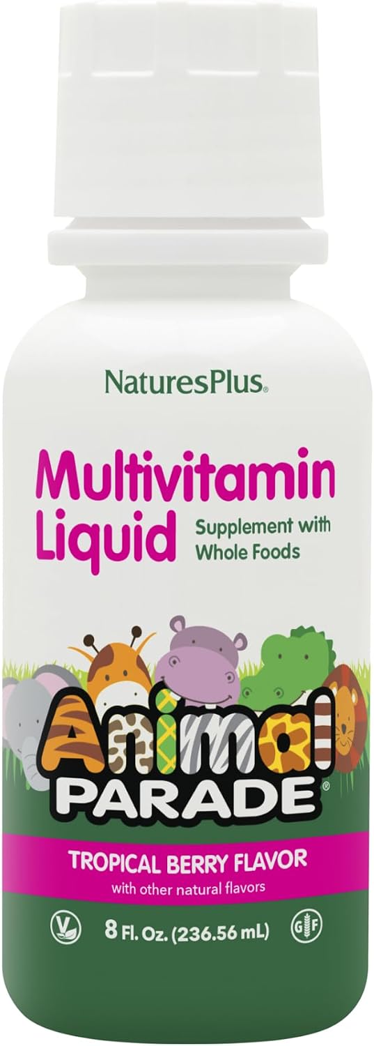 NaturesPlus Animal Parade Source of Life Multivitamínico Líquido para Niños - Sabor Tropical Berry - 30 fl oz (887 ml)