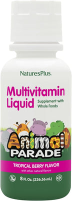 NaturesPlus Animal Parade Source of Life Multivitamínico Líquido para Niños - Sabor Tropical Berry - 30 fl oz (887 ml)