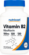 Nutricost Vitamina B2 (Riboflavina) 100mg, 120 Cápsulas - Sin Gluten y No Transgénico