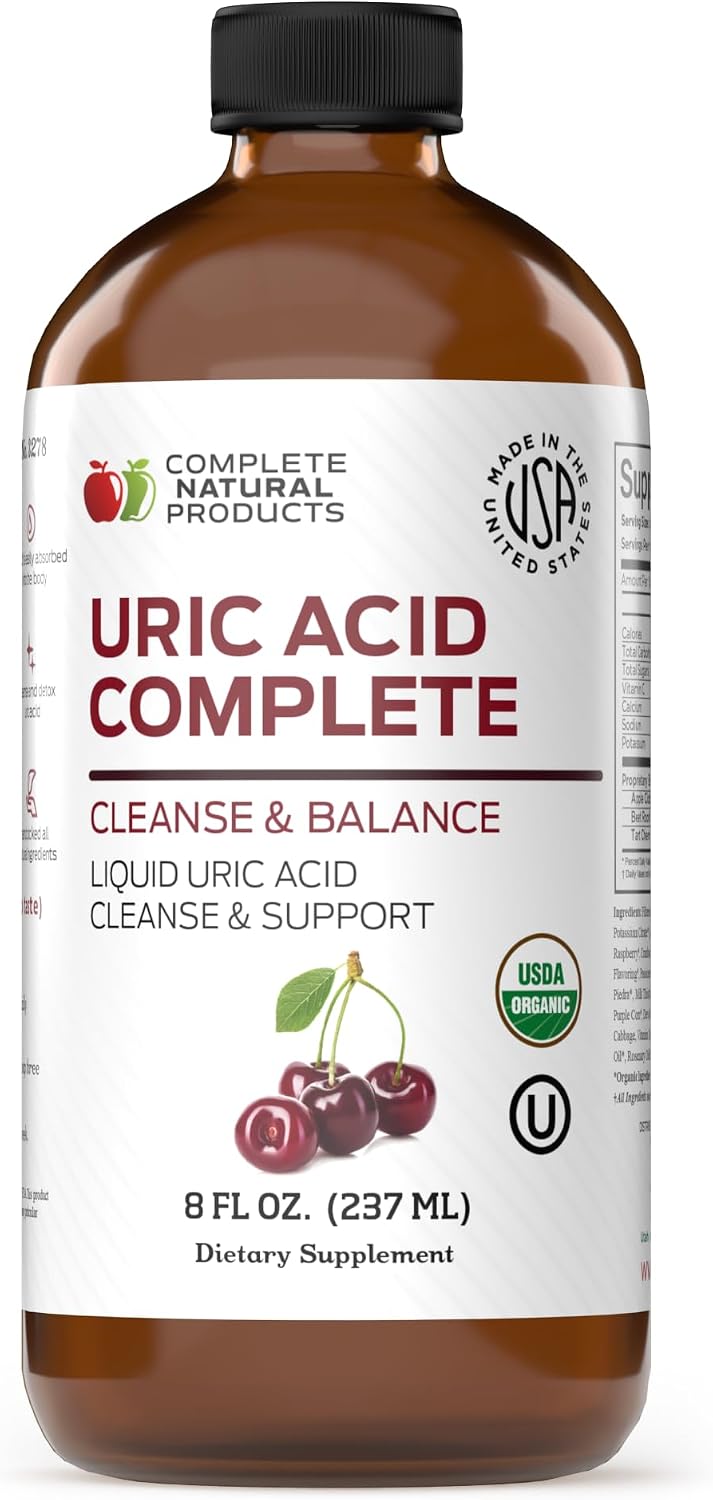 Complete Natural Products Uric Acid Complete - Suplemento Líquido para Apoyar la Eliminación de Ácido Úrico, Salud Renal y Circulación con Vinagre de Manzana, Cereza Ácida y Remolacha (237 ml)