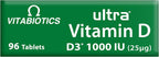 Ultra Vitabiotics Vitamina D3, 96 tabletas