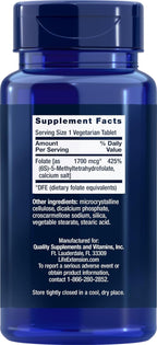 Life Extension Optimized Folate (L-Methylfolate) 1700 mcg DFE, 180 Comprimidos Vegetarianos