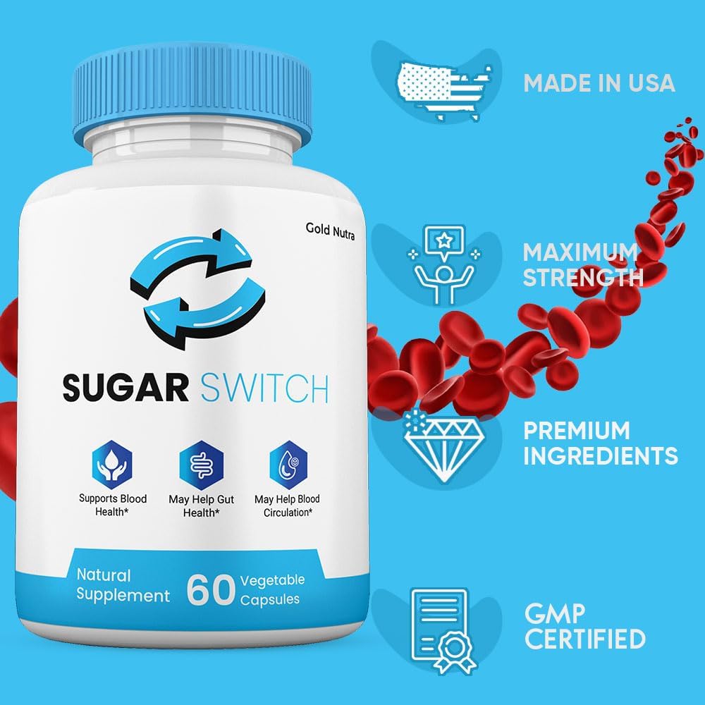 Gold Nutra SugarSwitch Cápsulas, Suplemento Natural, Fórmula de Alta Potencia Sin Gelatina (3 Envases)
