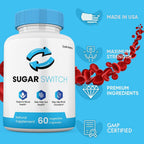Gold Nutra SugarSwitch Cápsulas, Suplemento Natural, Fórmula de Alta Potencia Sin Gelatina (3 Envases)