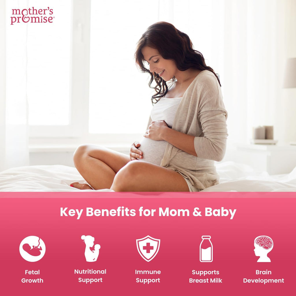 Mother's Promise Multivitamínico Prenatal y Postnatal Líquido Sin Azúcar con Folato, Colina y Frutas Orgánicas – Vegano