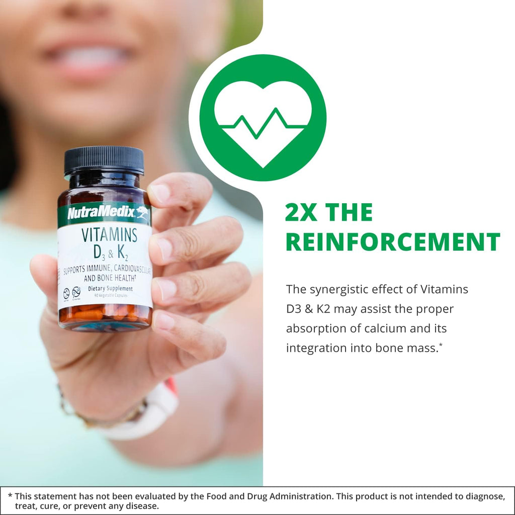 NutraMedix Vitamina D3 y K2 (MK-7) - 90 Cápsulas