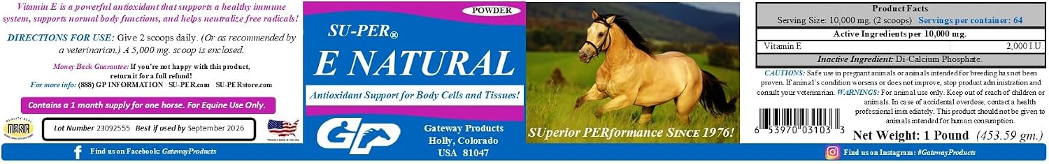 SU-PER E Suplemento Natural de Vitamina E, 1 lb (454 g)