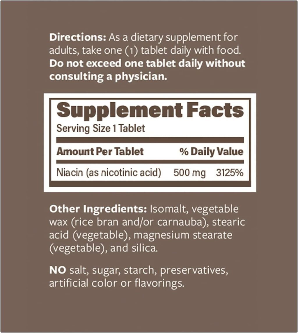 Endur Niacin IR (Immediate Release) Nicotinic Acid 500 mg, 100 Tablets