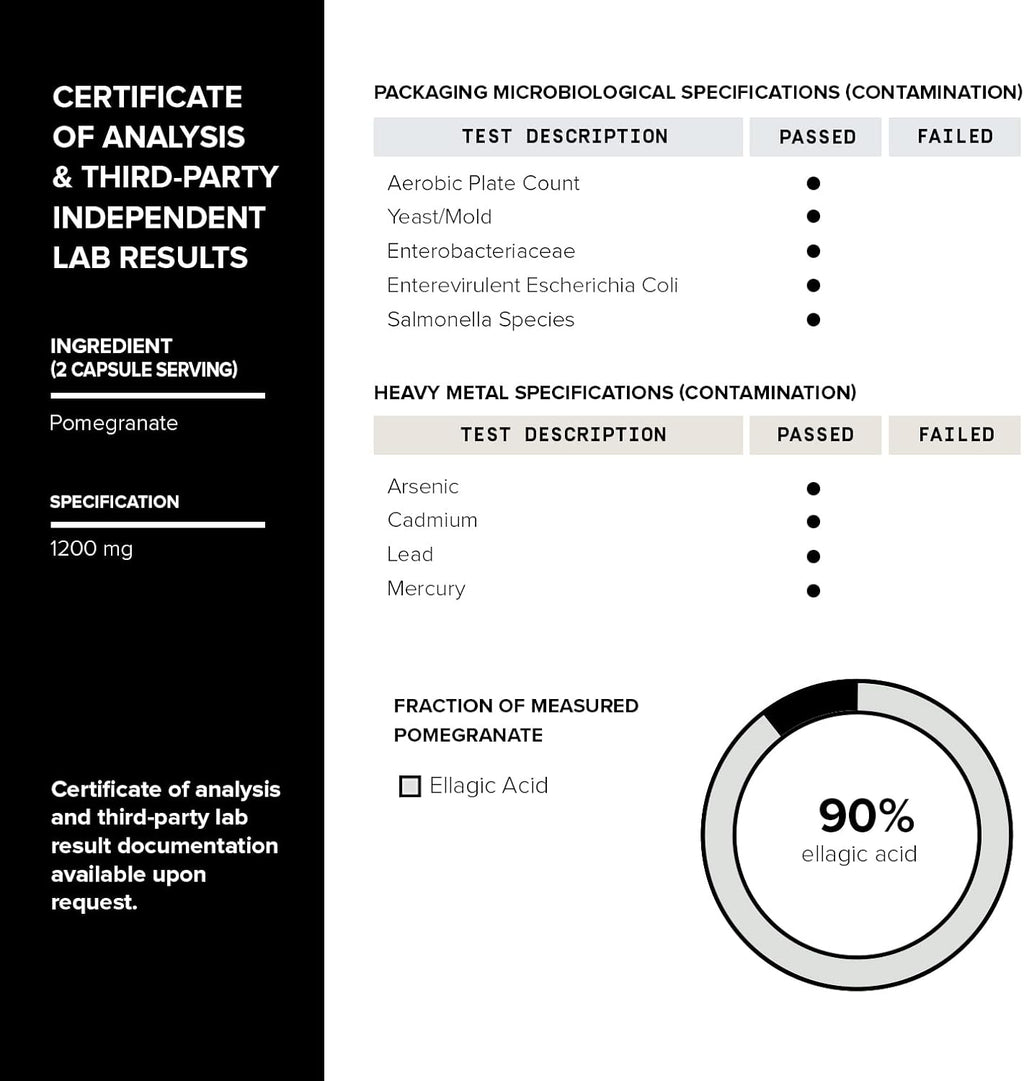 Extracto de Granada - Ultra Alta Potencia 35:1 con 90% Ácido Elágico - Altamente Concentrado - 120 Cápsulas